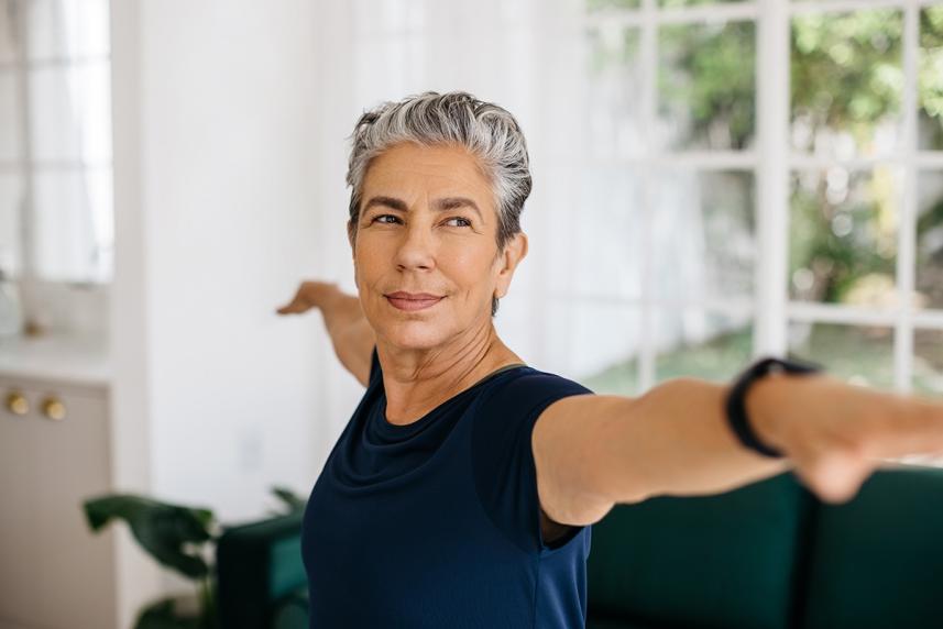 woman doing yoga at home